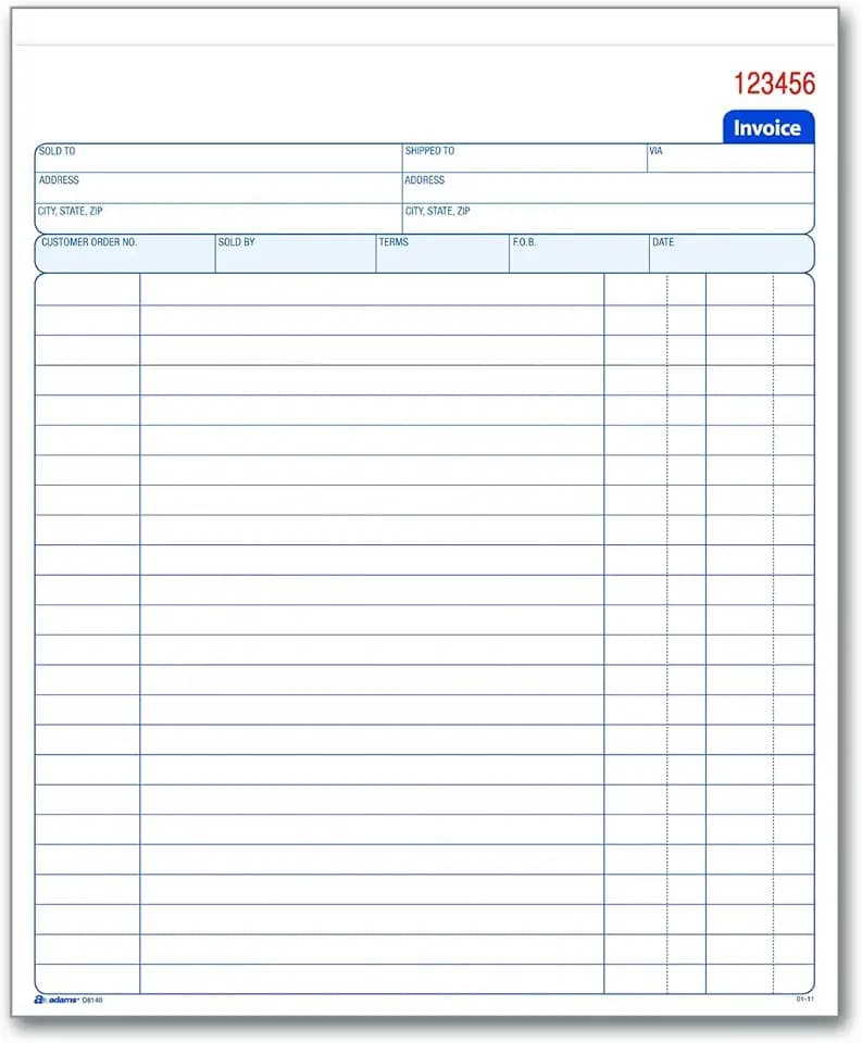 Adams Invoice Book, 8-3/8 x 10-11/16 Inches, 2-Part, Carbonless, White/Canary, 50 Sets per Book (D8140)
