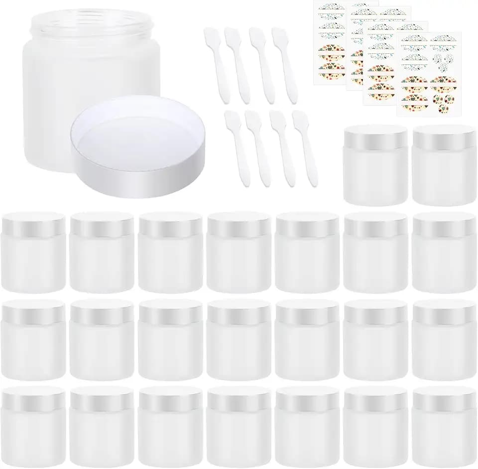 24 Pack 4 oz Frosted Glass Jars with Lids