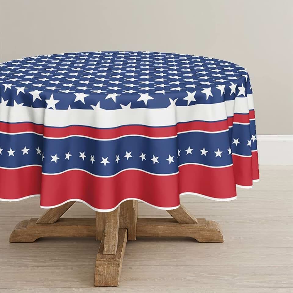 Horaldaily 4th of July Tablecloth 70 x 70 Inch Round Patriotic Memorial Day