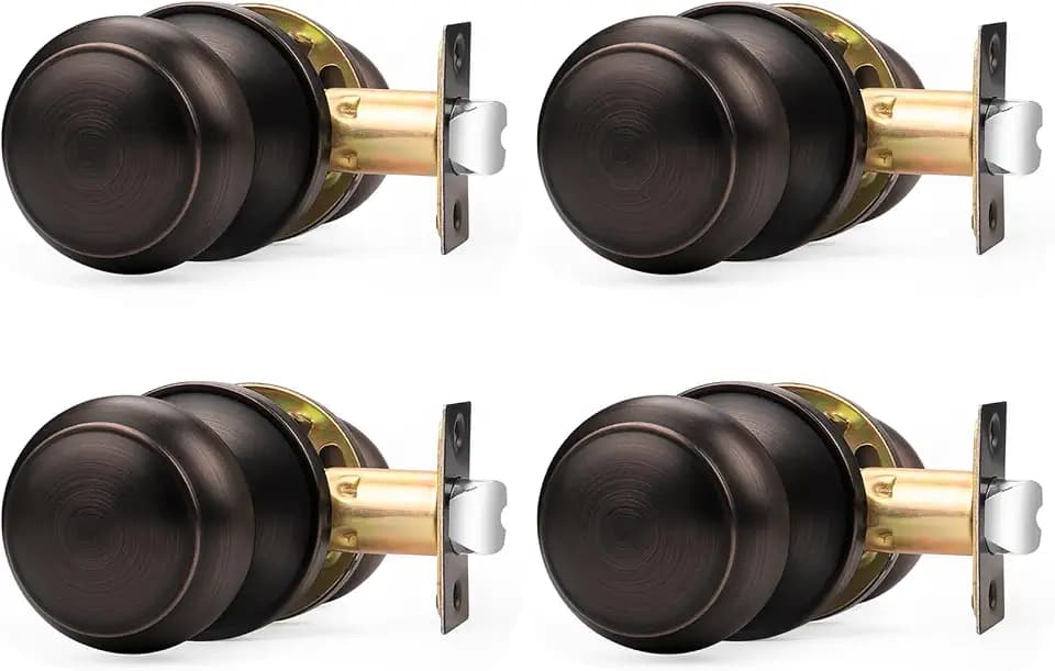 Probrico Interior Door Knobs for Hallway, Oil Rubbed Bronze Door Knobs Closet Door Knob, Passage Door Knob with Round Ball Knob, 4 Pack