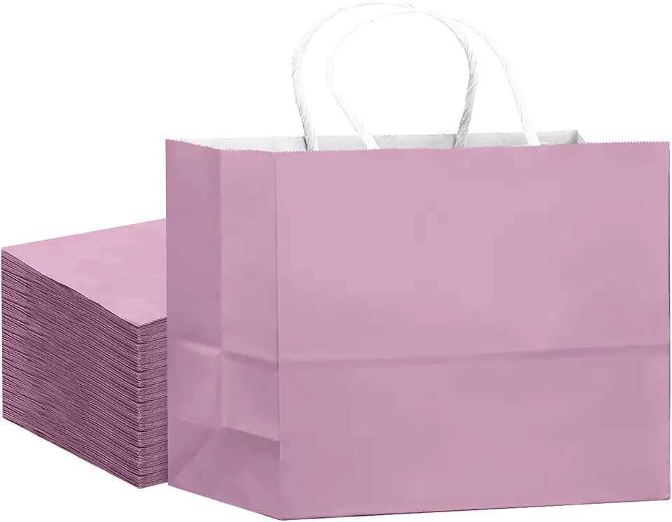 qiqee 24PCS Large Gift Bag with Handles Bulk 13"x4.5"x10" Gift Bags Pink Purple Bags Multiple Uses (32x11x25cm,Wide Large)