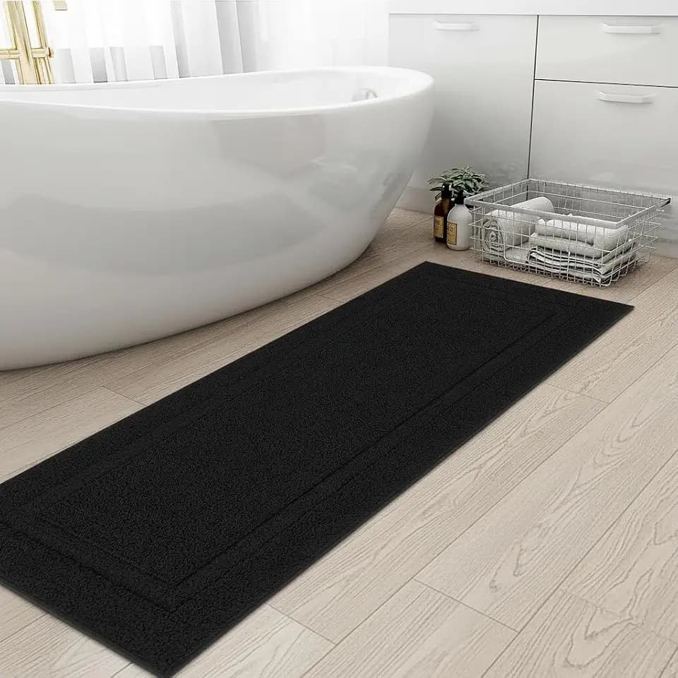 SHACOS Extra Soft Large Long Bathroom Runner Rug 60x24, Black