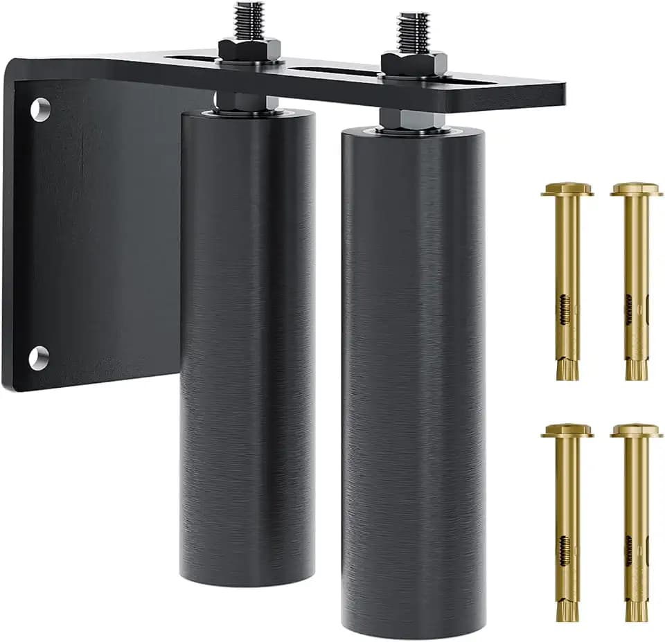 Black Heavy Duty Slide Gate Guide Roller 6" Sliding Gate Roller L Rear Post Bracket, Iron Gate Guide Wheel Pulley, Adjustable Bolts Slide Gate Support Assembly for Sliding Rolling Gates