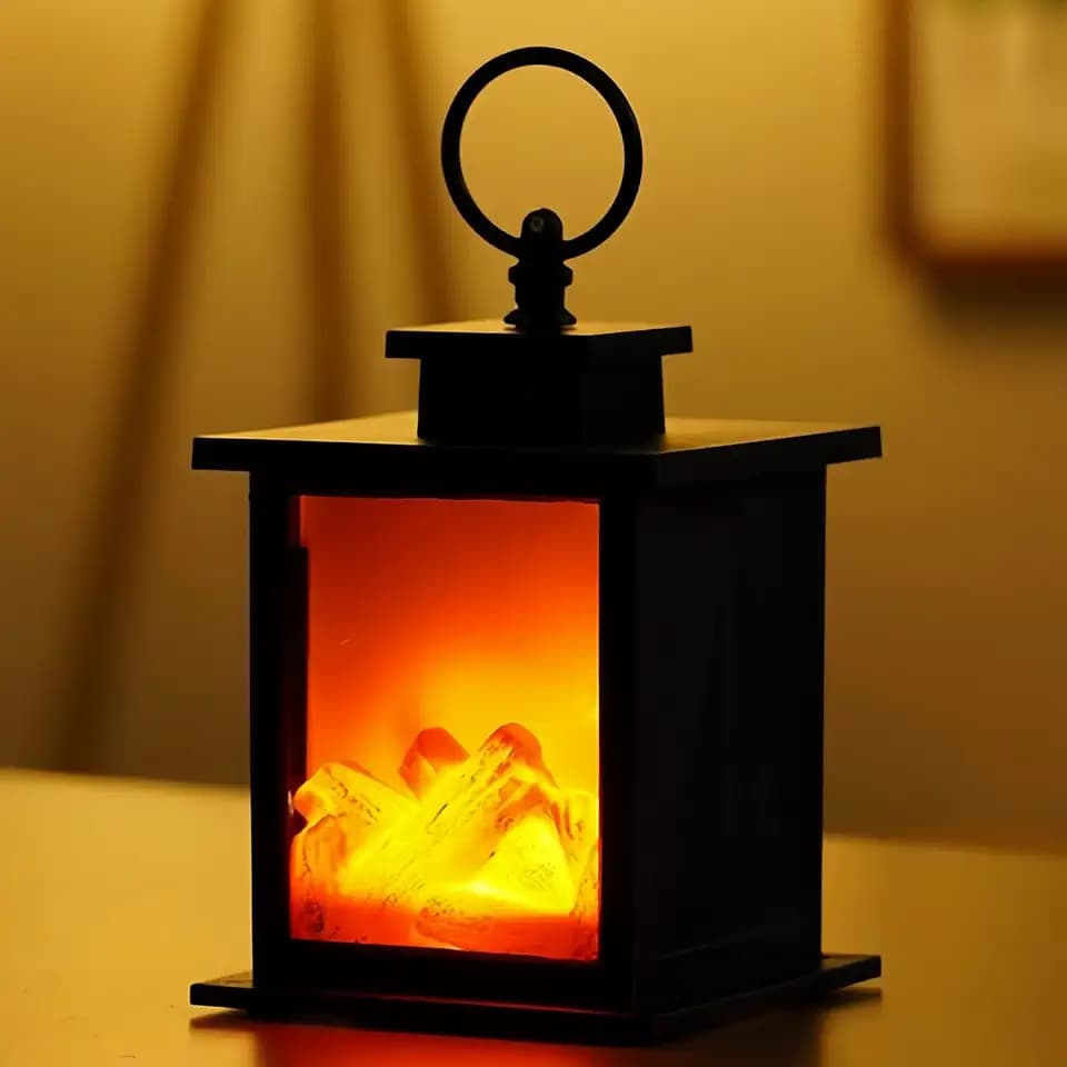 Lancoon Gemütliche Kaminlampe mit Realistischem Flammeneffekt LED-Flammenlicht Sicherheit Innen- und Außenbereich Griffdesign für Tischdekoration Weihnachtsfeier zu Hause