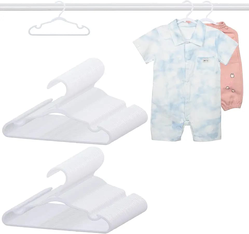 100 Pack White Baby Hangers 11.42 Inch Kids Clothes Hangers