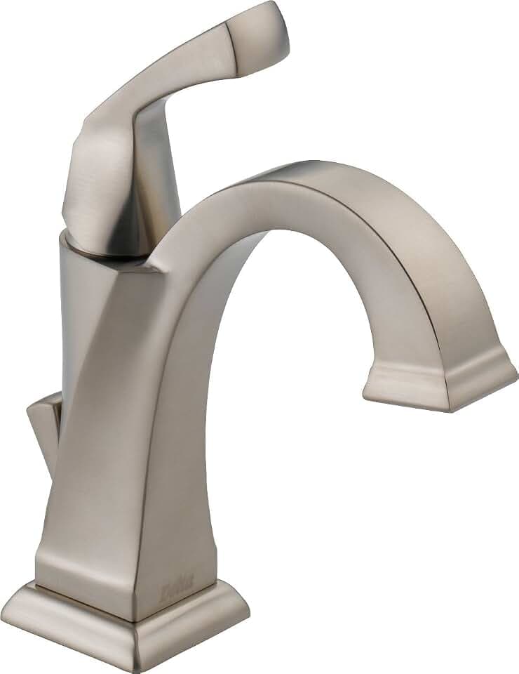 Delta Faucet Dryden Single Hole Bathroom Faucet Brushed Nickel, Single Handle Bathroom Faucet, Diamond Seal Technology, Metal Drain Assembly, Stainless 551-SS-DST