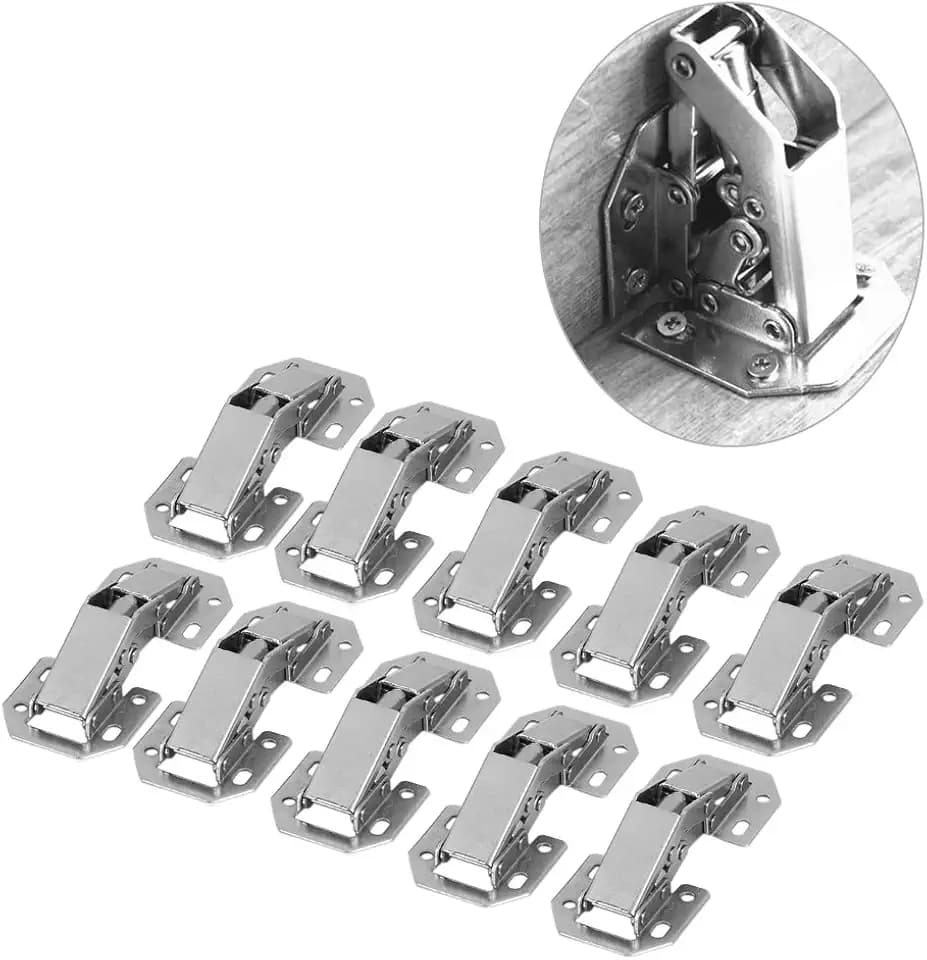 Soft Close Hidden Cabinet Hinges, Cold-Roll Steel Sheet, 10 Pack, Concealed Folding Door Hardware for Kitchen Cupboard Wardrobe