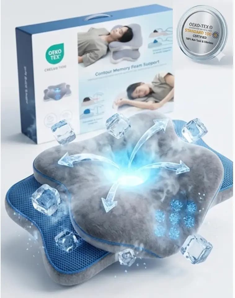 Luxury Cooling Pillow for Ultimate Neck Pain Relief - Advanced Ergonomic Contour Cervical Memory Foam Pillow - 100% Odorless & Oeko-Tex Certified Premium Orthopedic Bed Pillow for Deep Sleep