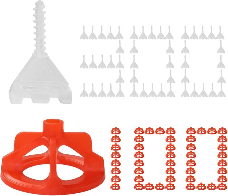 DGSL Tile Leveling System 1/16 Inch, 300 Tile Spacers and 100 Red Cap