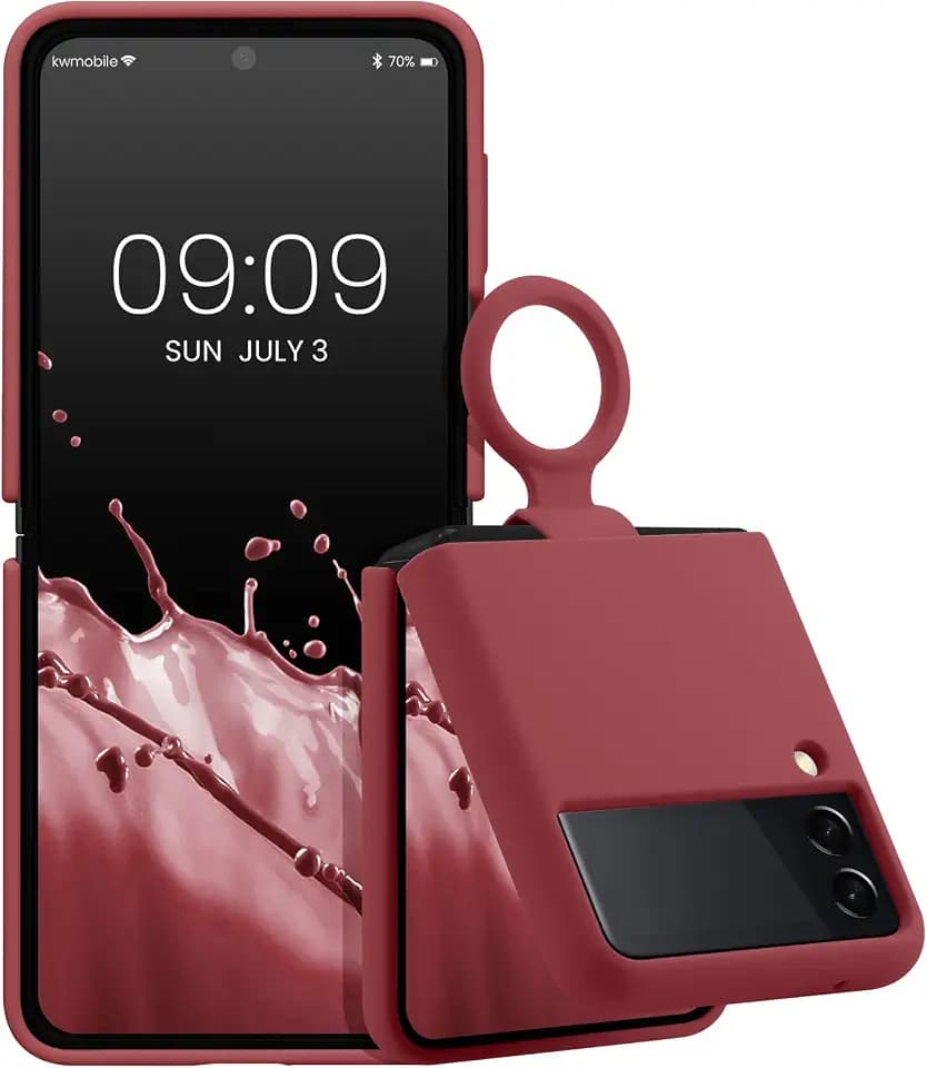 kwmobile Flip Soft Case kompatibel mit Samsung Galaxy Z Flip 3 5G - Silikon Hülle für Foldable Handy - Handyhülle in Dark Rose