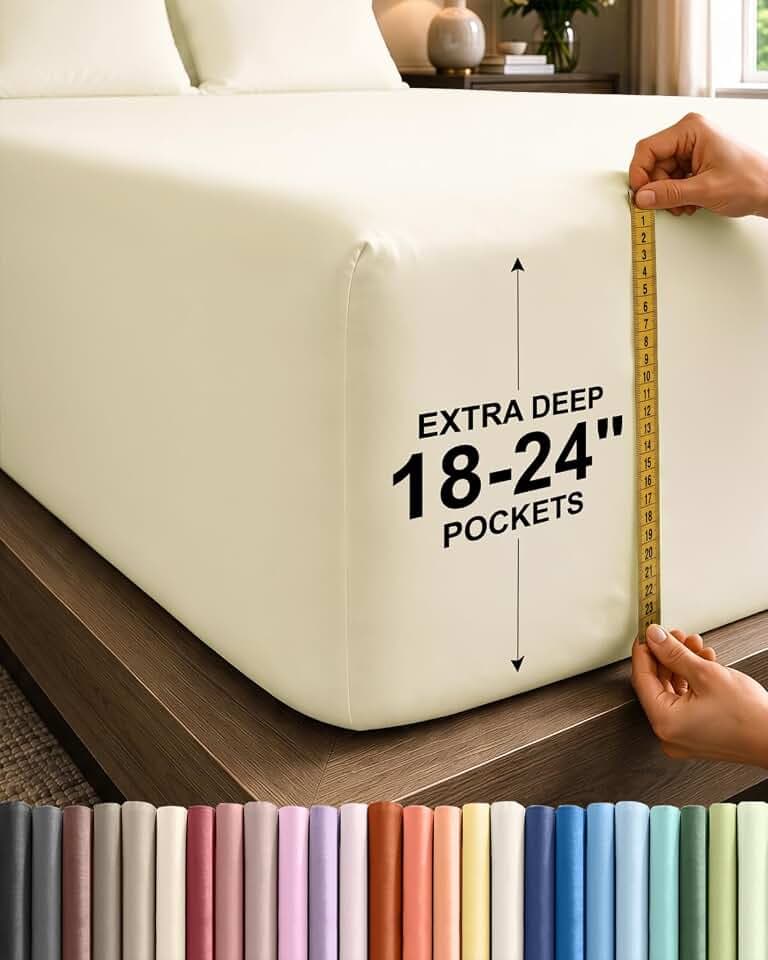 CGK Extra Deep Twin XL Single Fitted Sheet Only - Off White