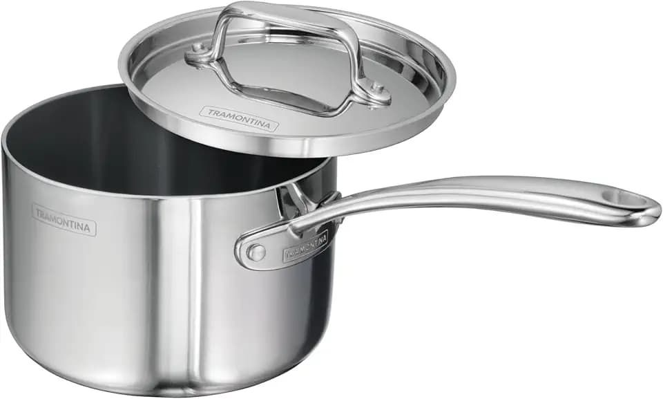 Tramontina Utsava Tri-Ply Clad Stainless Steel 2.2-Quart Sauce Pan with Lid