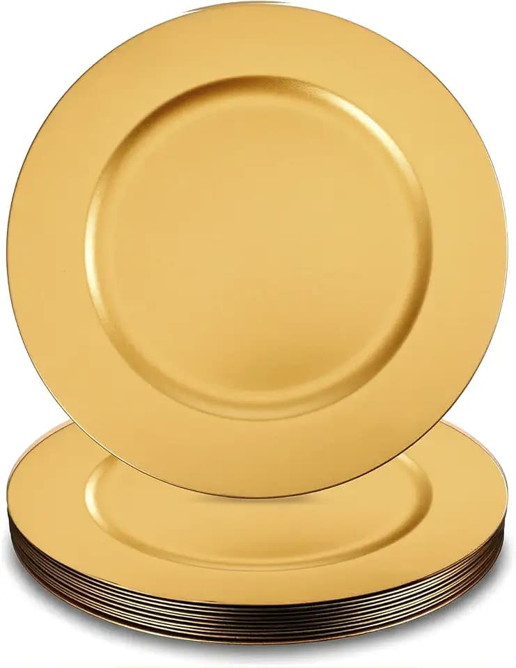 12 Pack Gold Plastic Charger Plates, 13" Round Gold Charger Plates