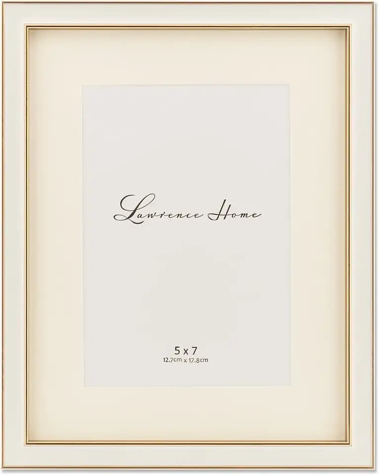 Lawrence Frames Matted White Enamel with Gold, 5x7