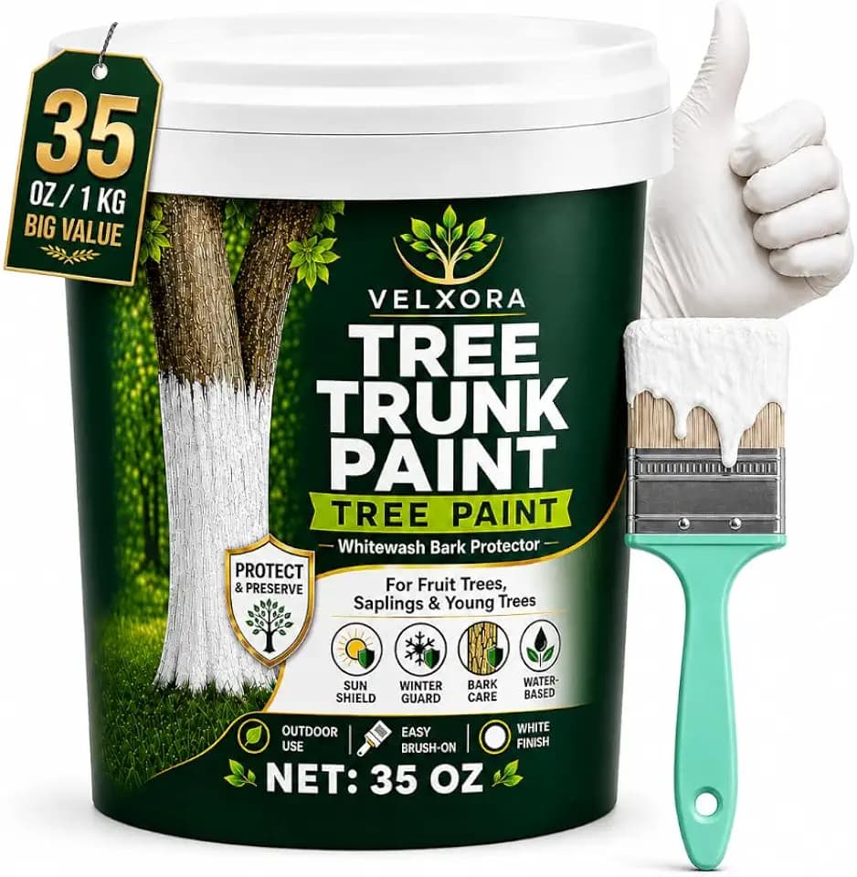 Tree Paint, 35 Oz White Trunk Paint Protection for Fruit, Nut & Young Trees