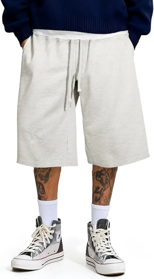 JMIERR Men's Baggy Sweat Shorts Below Knee Drawstring