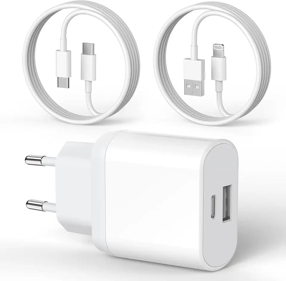 Ladegerät USB C - Steckdose Netzteil 20W Replacement für Phone 17 16 15 14 13 12 11 Pro MAX SE XS XR 8 Plus Pad Galaxy S23 S22 S21 Ladegerät Charger 2M Kabel Schnellstecker Handy Spinott