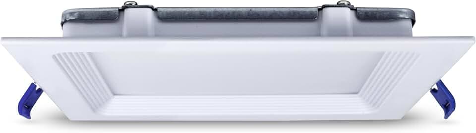 Leviton 6 in. Square Baffle Slim Downlight, 1100 Lumens, 5 CCT Color Selectable 2700K-5000K, Dimmable, DBS60-S1W, White