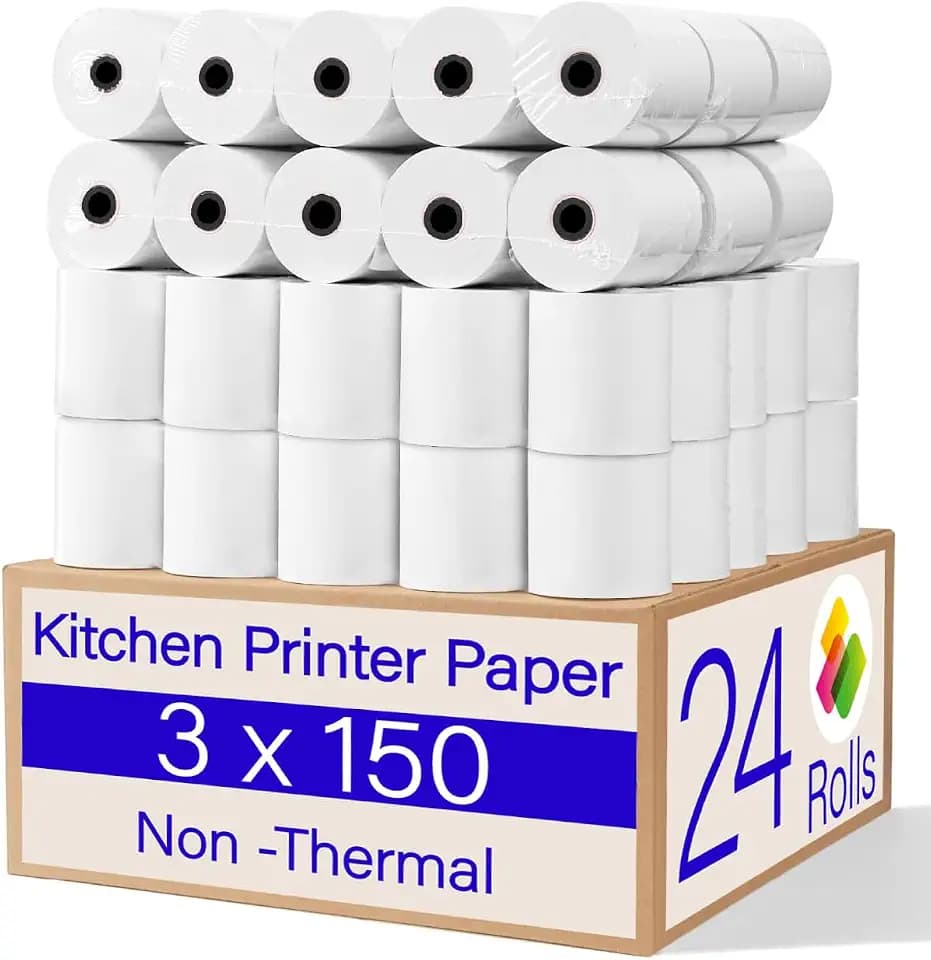 Star SP700 Kitchen Printer Paper (24 Rolls) 3" x 150' 1 Ply Bond (Non -Thermal) Receipt Paper POS Cash Register Paper for TMU200 SRP275 from 3000LABELS DIRECT