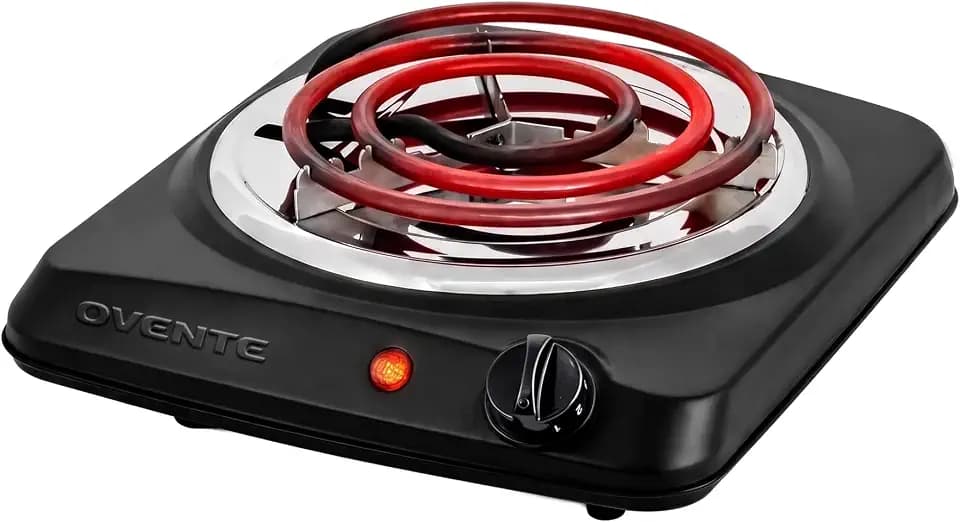 OVENTE Electric Hot Plate, 1000W Single Burner, 6-Inch Coil, Black BGC101B