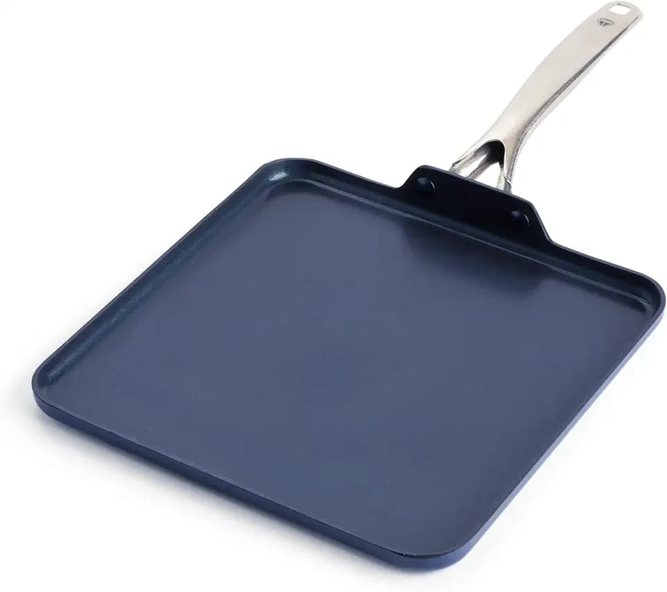 Blue Diamond 11" Diamond Infused Ceramic Nonstick Square Griddle Pan, Blue