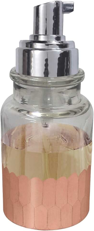 nu steel Glass Refillable Foaming Hand Soap Dispenser Pump Bottle for Bathroom Vanities or Kitchen Sink, Countertops - Copper Finish