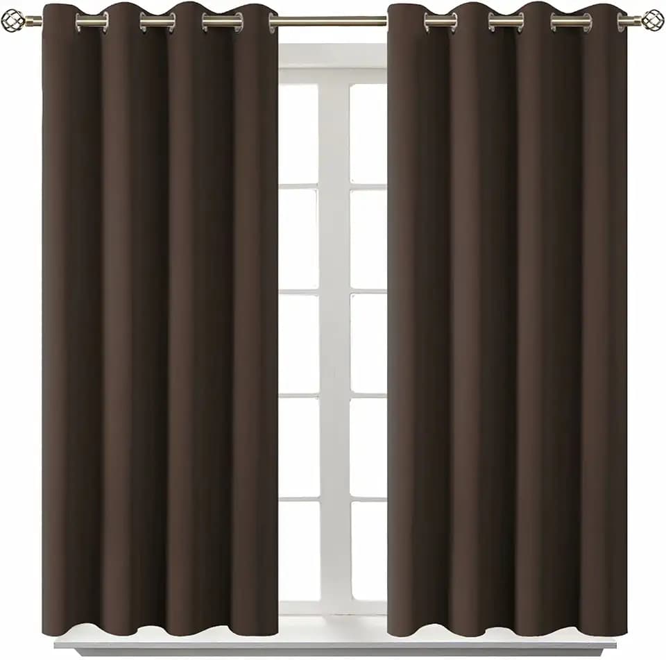 BGment Brown Blackout Curtains for Bedroom 54 Inch Long - 2 Panels