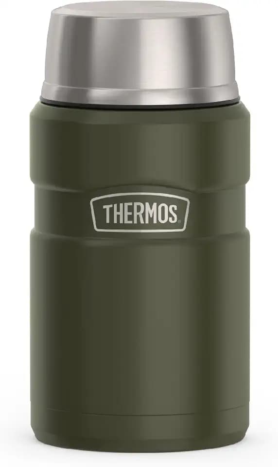 THERMOS Stainless King Food Jar with Bowl, 24oz, Matte Army Green