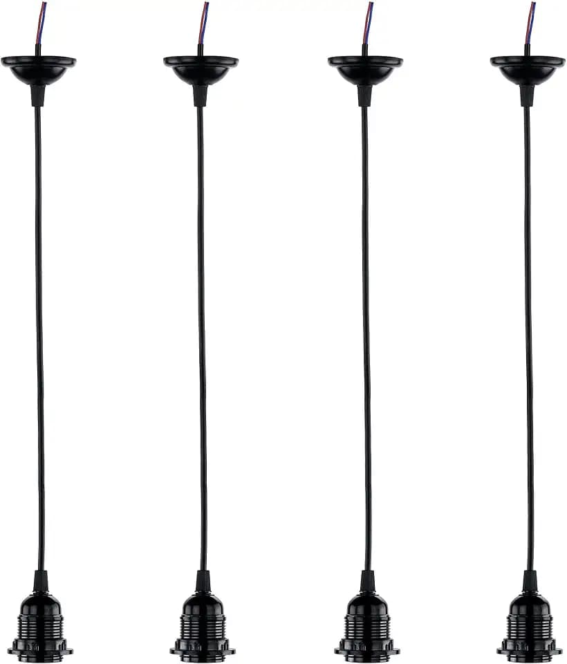 4 Pack Industrial Mini Pendant Light Kit, E26/E27 Base Lampholder Pendant Light Cord Adjustable Hanging Light Kit for Kitchen Bedroom Home Corridor Studio Office
