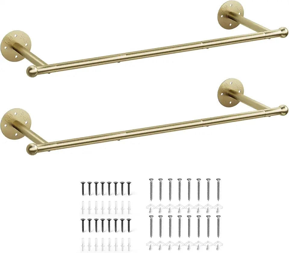OROPY 33" Industrial Pipe Clothing Rack, Wall Mounted Clothes Rack 2 Pack