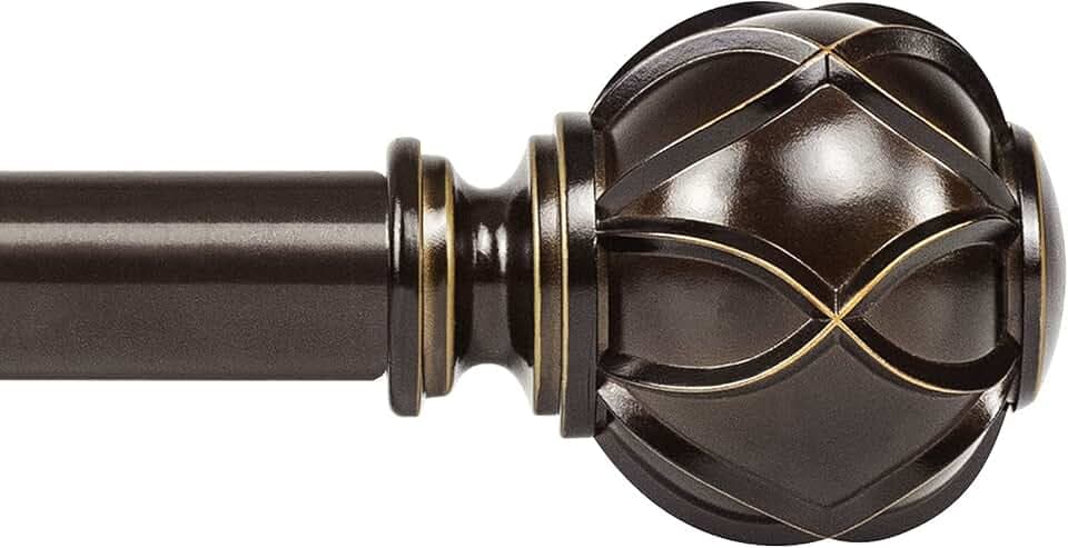 KAMANINA 1 Inch Curtain Rod 36-72 Inch, Antique Bronze Single Drapery Rods