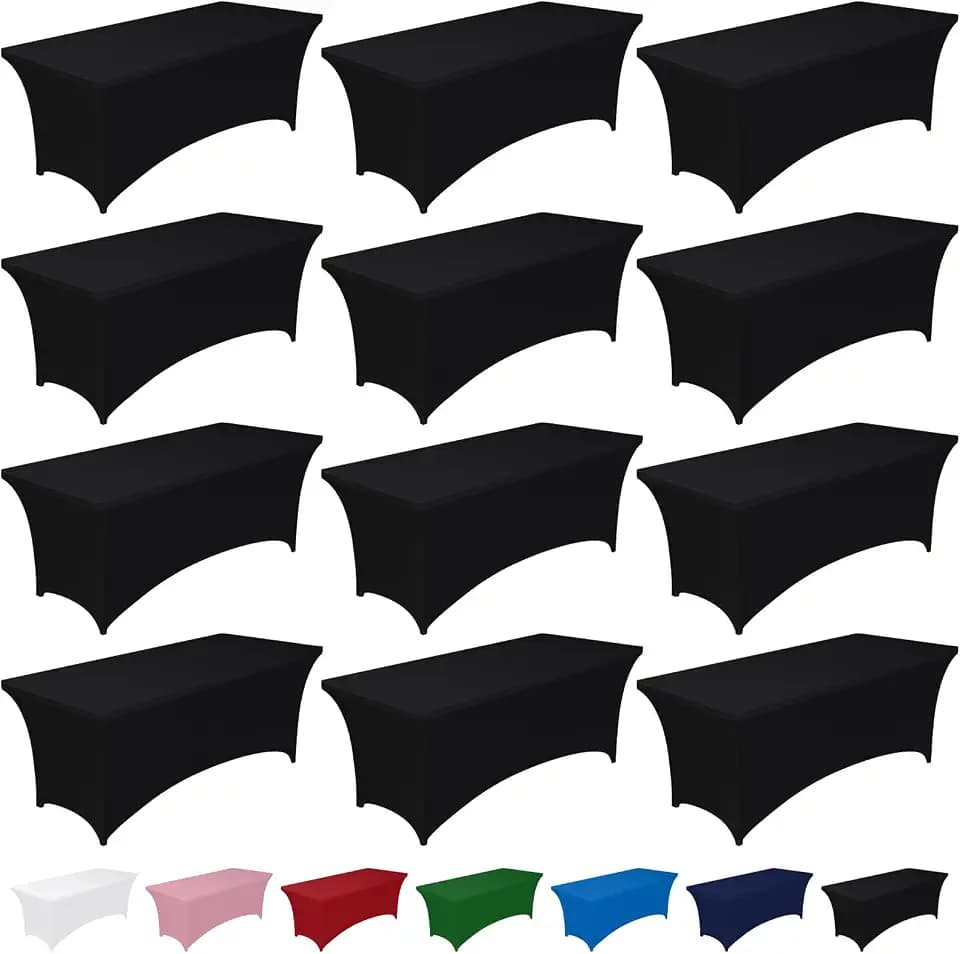 Pureegg Spandex Tablecloth 6ft 12 Pack Black