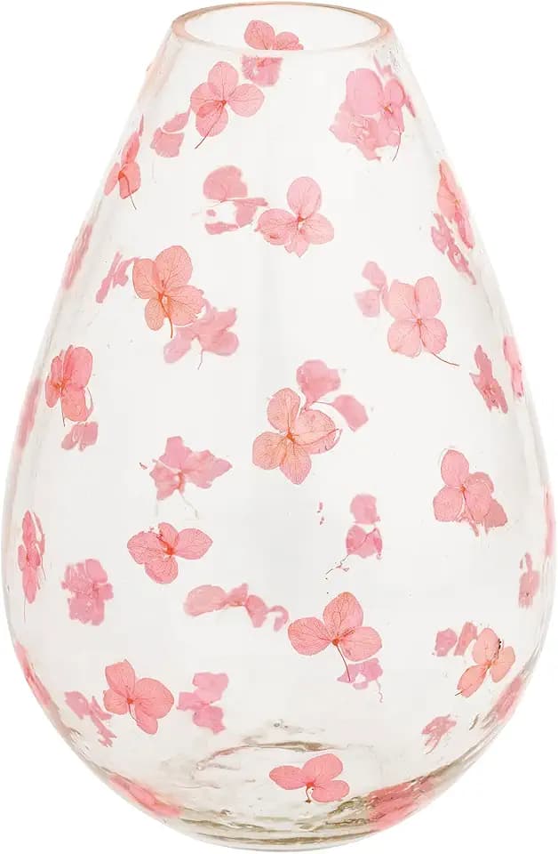 Mud Pie Large Pink Glass Flower Vase
