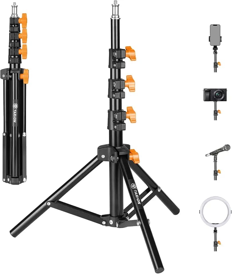TARION Lichtstativ 130cm Metall Lampenstativ Tischstativ Bodenstativ für Studio Outdoor Fotografie Ringlicht Blitzlicht