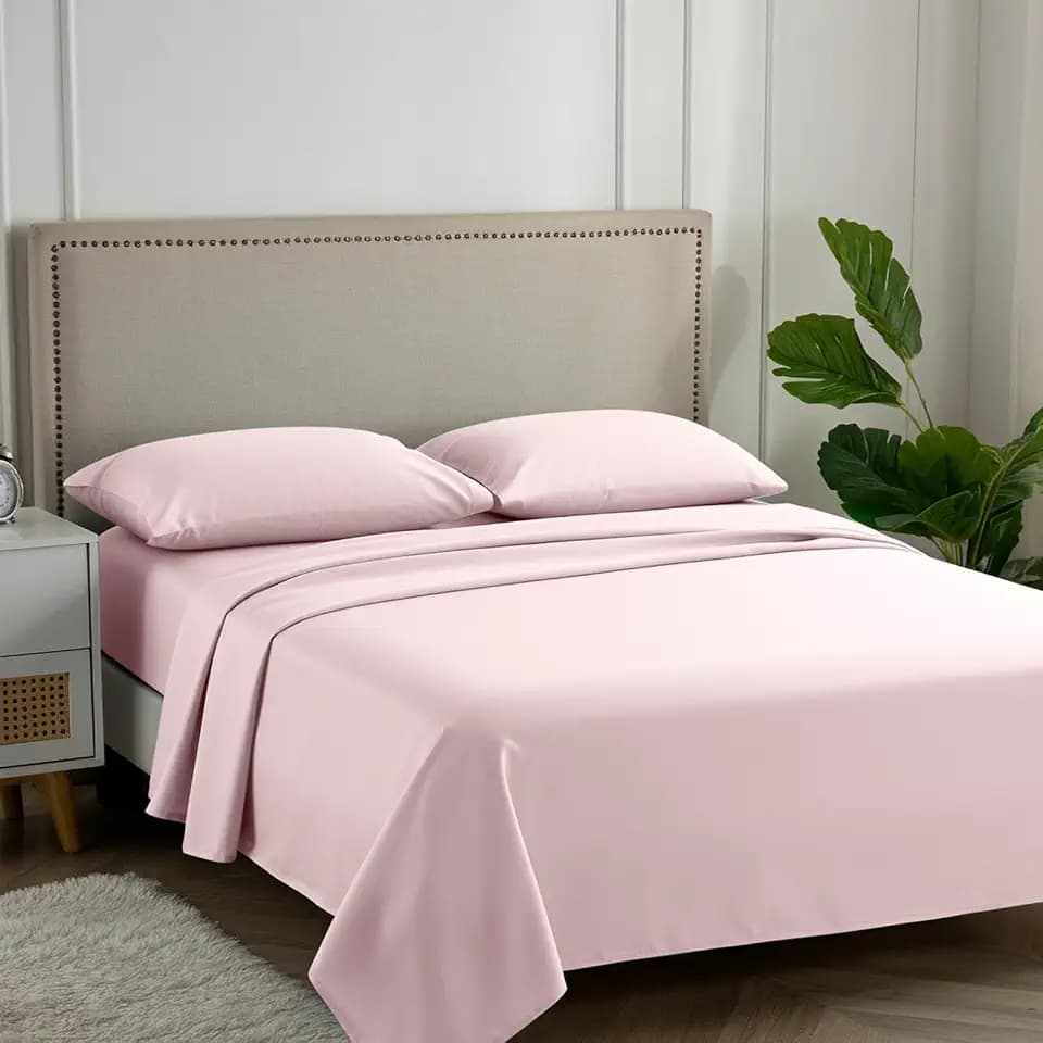 Carressa Linen 600 Series Queen Size Sheets Set, 16" Deep Pocket, Blush