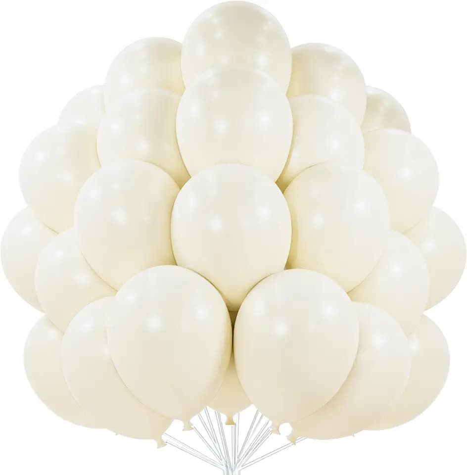 PartyWoo Beige Balloons 50pcs Cream Ivory White Balloons 12 Inch