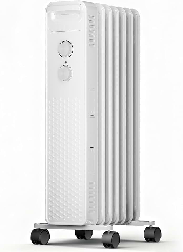 ZAFRO 1500W Electric Oil-Filled Radiator Heater with Adjustable Thermostat, Overheat and Tip-Over Protection, Low Noise, Portable Plug-in Heater for Home, Bedroom, Dorm, Office