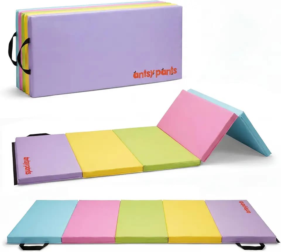 Antsy Pants Tumbling Mat for Kids – Gymnastics Mat, Easy to Clean, Sturdy, Foldable Tumbling Mats, Padded, Lightweight, Portable, Gymnastics Equipment for Active Play