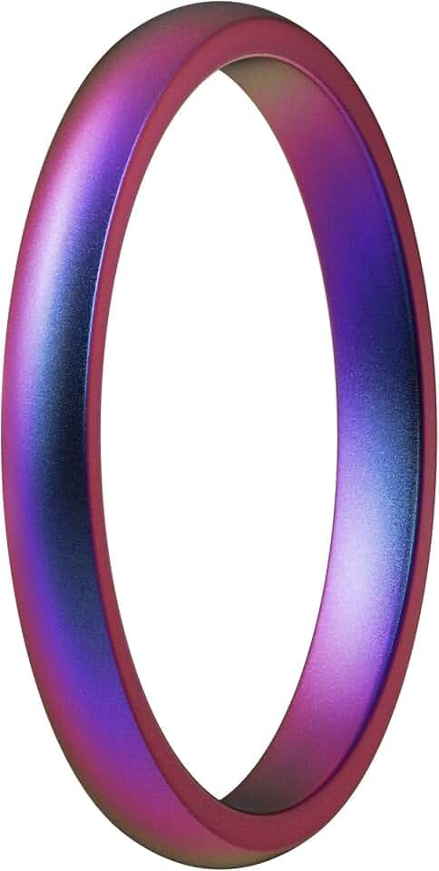 ThunderFit Silicone Wedding Rings for Him & Her, Metallic Finish Design, Unisex Breathable Rubber Engagement Bands in Narrow, Standard, and Wide Style, 1-Pack