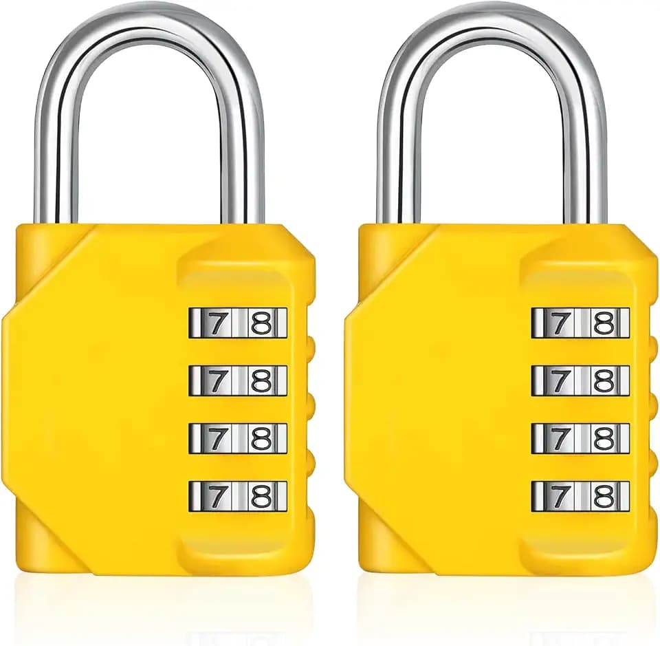 ZHEGE Combination Lock Outdoor 2 Pack, 4 Digit Padlock for Gym (Yellow)