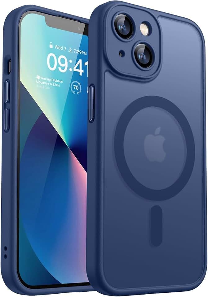 CANSHN für iPhone 13 Mini Hülle mit Kameraschutz, Dunkelblau