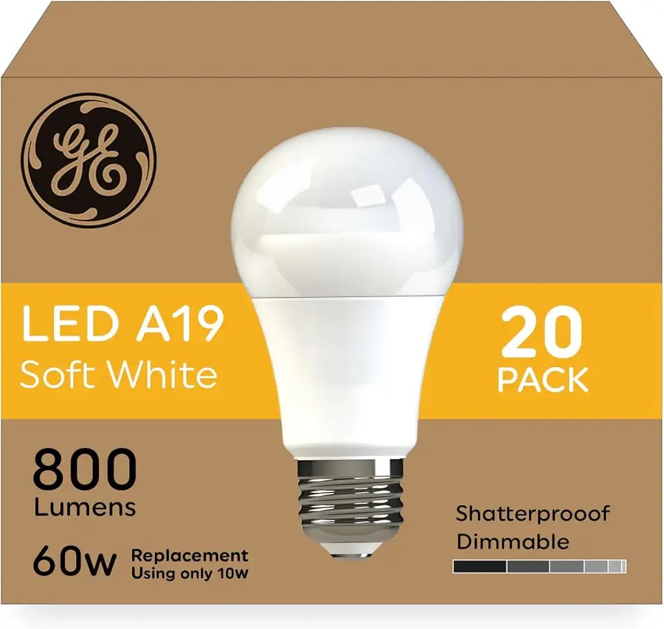 GE LED Light Bulbs, 60 Watt, Soft White, A19 (20 Pack)