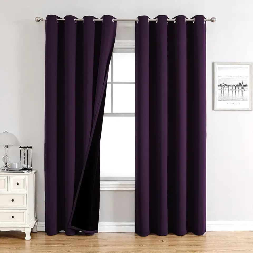 ChrisDowa 100% Blackout Curtains for Bedroom 84 Inches Long 2 Panels Set