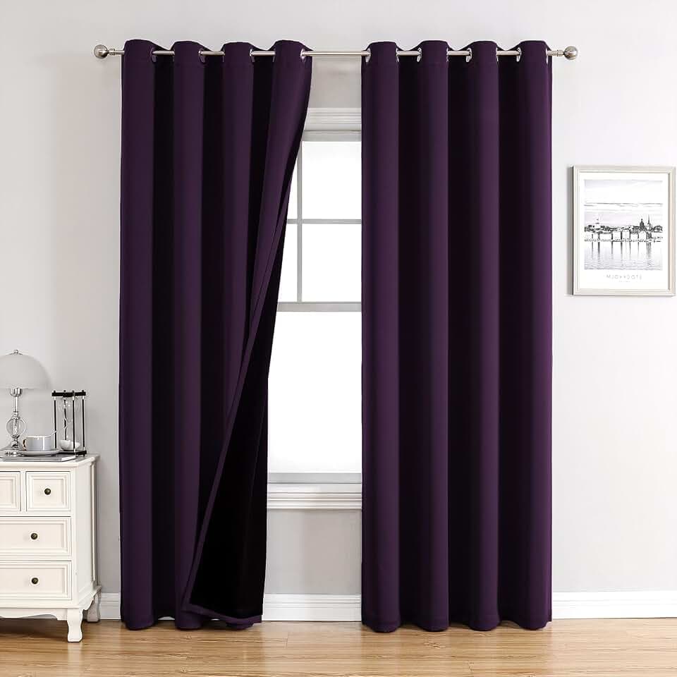 ChrisDowa 100% Blackout Curtains for Bedroom 90 Inches Long 2 Panels Set