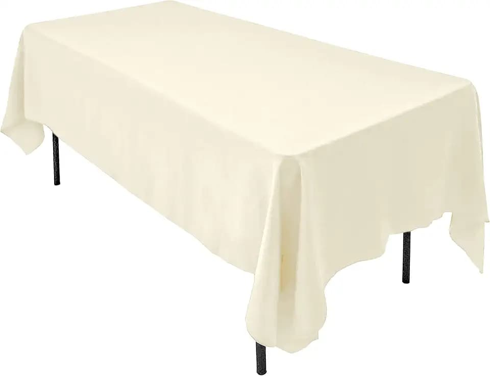 AK TRADING CO. 60 x 102-Inch Rectangular Polyester Tablecloth - Made in USA - Wrinkle-Resistant, Flame Retardant, Durable Party Table Cover, Banquet Tablecloth, Wedding Table Cover - Ivory