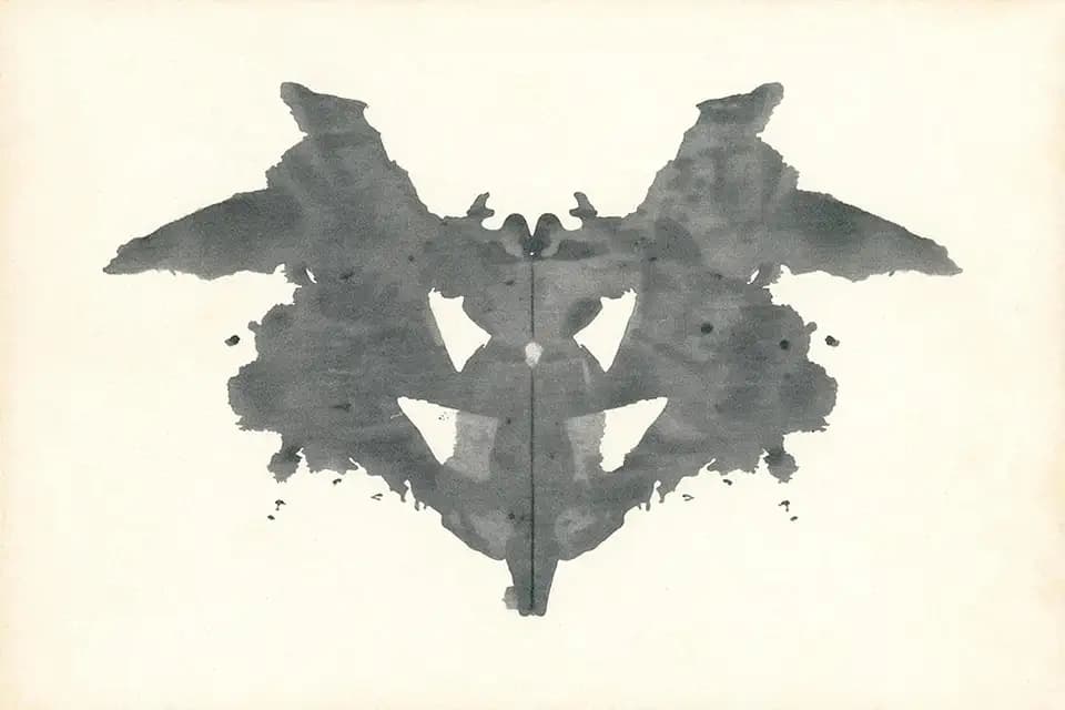 ART.COM Wall Art Print Bat Rorschach Test in Black, 36" x 24"
