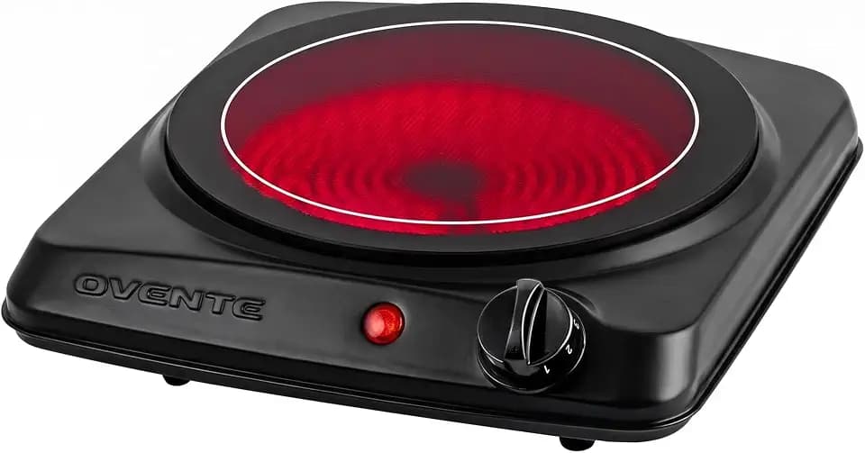 OVENTE Electric Infrared Single Burner, 1000W Hot Plate, Black BGI101B