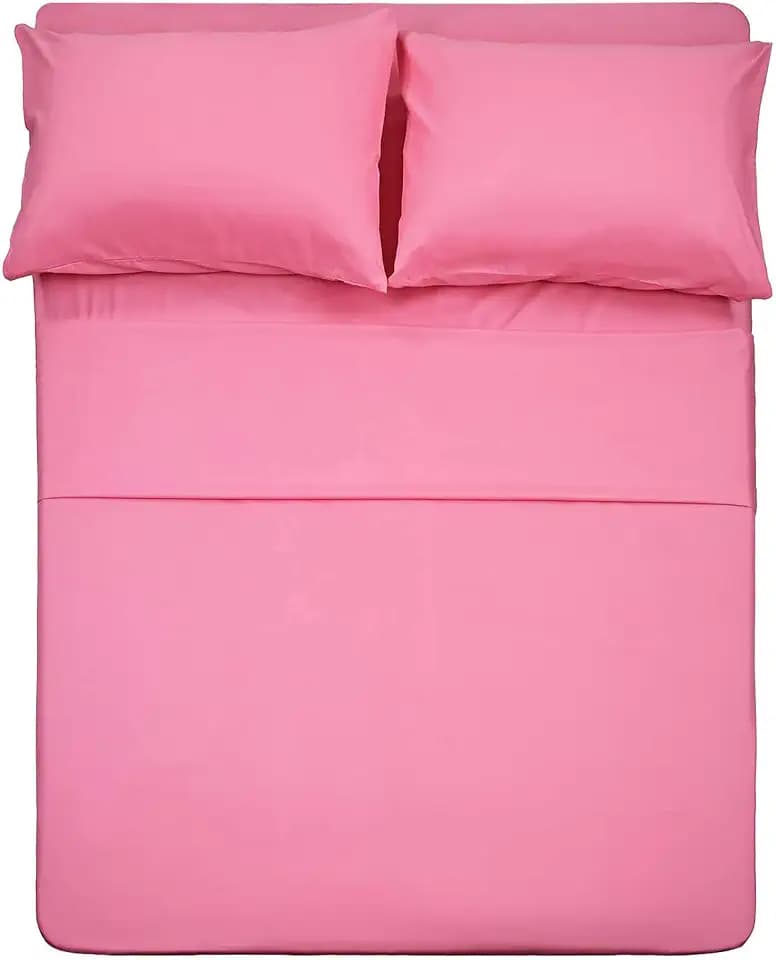 4 Piece Bed Sheet Set (Queen,Peach Pink) 1 Flat Sheet,1 Fitted Sheet and 2 Pillow Cases,Brushed Microfiber Luxury Bedding with Deep Pockets
