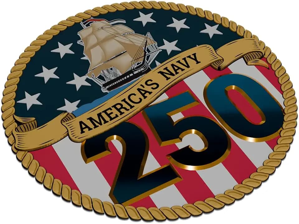 Official U.S. Navy America250 3D Sticker: Raised 3D Car Decals, Waterproof Military Bumper Stickers, Patriotic Naval Heritage Emblem for Trucks & Laptops (3")