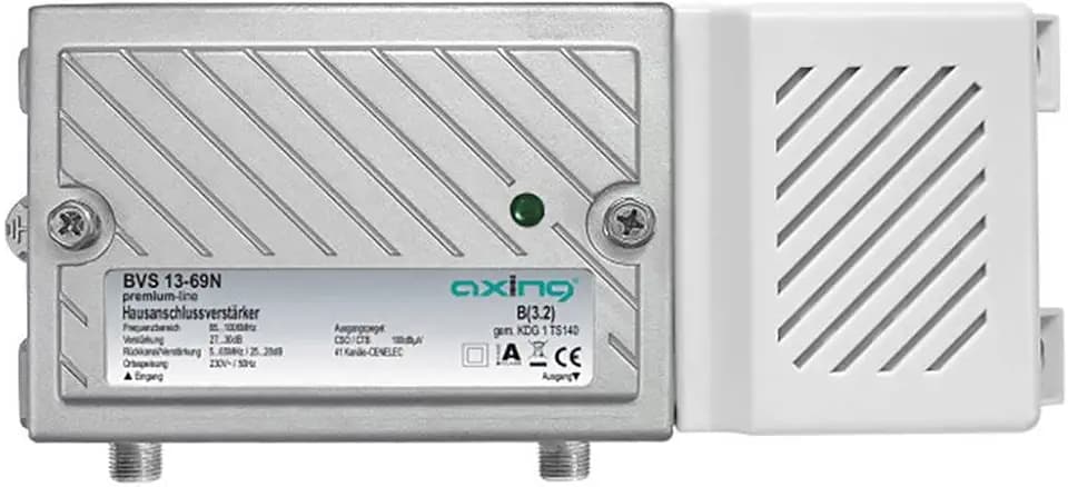 Axing BVS 13-69N Hausanschluss-Verstärker 30dB aktiver Rückkanal 5-65 MHz (1006 MHz, 100dBµV) silber